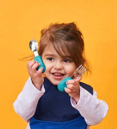 Nana's Manners ETAP 2 Widelec i łyżka TEAL BLUE MORSKI