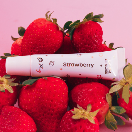 Oh Flossy, Naturalna pomadka nawilżająca - STRAWBERRY - błyszczyk