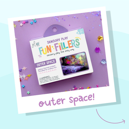 Glo Pals - SPACE CASE Fun Fillers Wkład, figurki, brokaty do słoików, zabaw sensorycznych