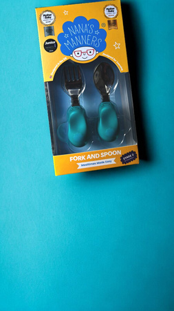 Nana's Manners ETAP 2 Widelec i łyżka TEAL BLUE MORSKI