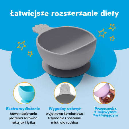 Nana's Manners BLUE Miska silikonowa z przyssawką i uchwytem