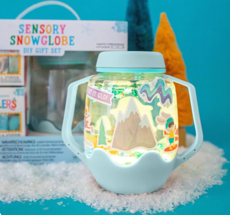 Glo Pals, Sněžení, Senzorická sada , senzomisky sklenice s kouzelnými doplňky a samolepkami