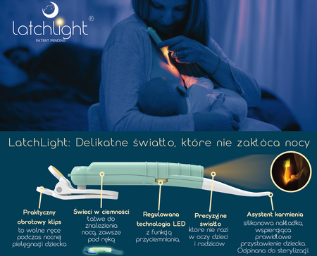 LatchLight – Innovative night lamp that does not disrupt sleep phases, portable, with a clip and directional light.