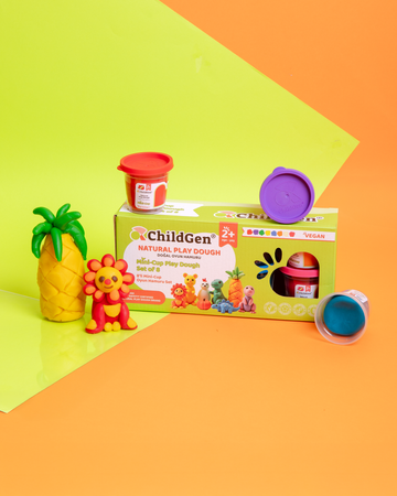 ChildGen, 100% přírodní modelína, sada eco kelímků (8 ks), veganská, z jedlých ingrediencí