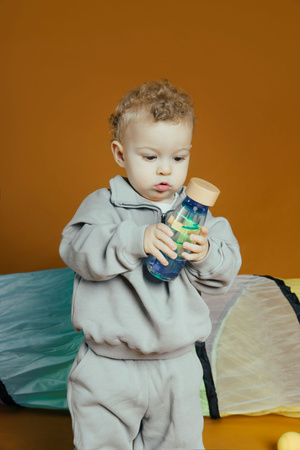 Petit Boum, Butelka sensoryczna, dwufazowa MOVE SPIRALA niebieska