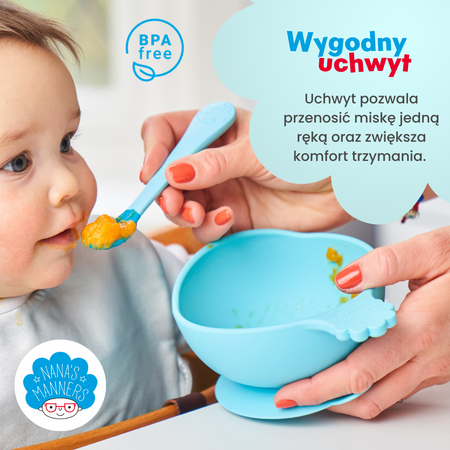 Nana's Manners BLUE Miska silikonowa z przyssawką i uchwytem