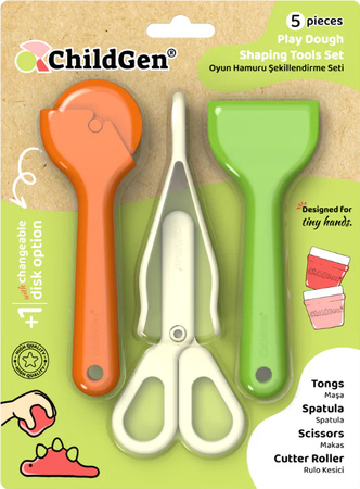 ChildGen, Zestaw narzędzi do modelowania ciastoliny i ćwiczenia motoryki małej, akcesoria, nożyczki, szczypce