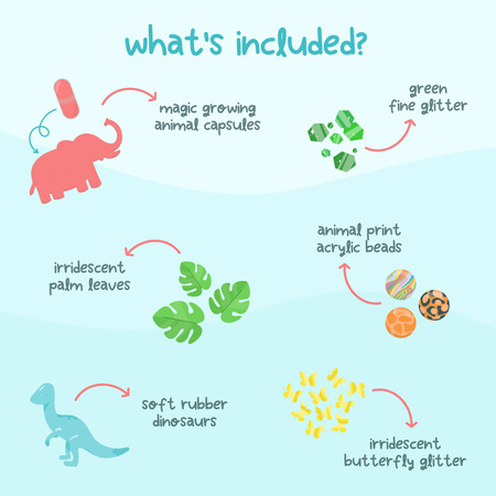 Glo Pals - SAFARI CASE Fun Fillers Wkład, figurki, brokaty do słoików, zabaw sensorycznych