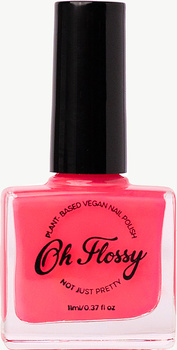 Oh Flossy, Lakier do paznokci Soczysty Róż, 12 ml, bio brokat, roślinna formuła HOT PINK