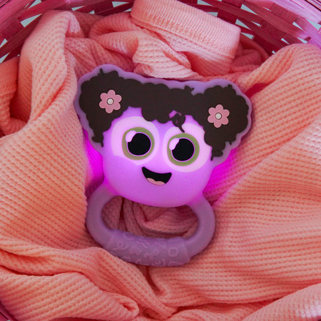 Glo Pals, rattle–teether glowing in the dark, motion-activated – Lumi purple