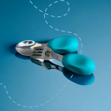 Nana's Manners ETAP 2 Widelec i łyżka TEAL BLUE MORSKI