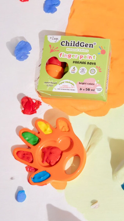 ChildGen, Farby do malowania palcami 6x50 ml - Zestaw - nietoksyczne, łatwo zmywalne