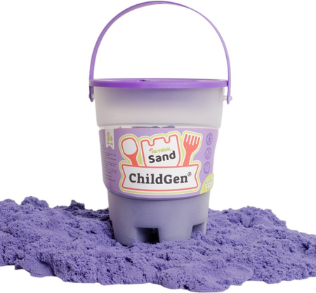 ChildGen, Piasek kinetyczny z foremką, 100% naturalny, 500g, kolor FIOLETOWY, pachnący