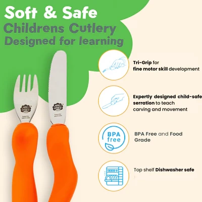 Nanas Manners ETAP 3 ORANGE Sztućce nóż widelec 3-9 lat