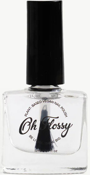 Oh Flossy, Lakier do paznokci Kremowy błękit, 12 ml, bio brokat, roślinna formuła