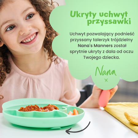 Nana's Manners GREEN Talerz silikonowy z przyssawką
