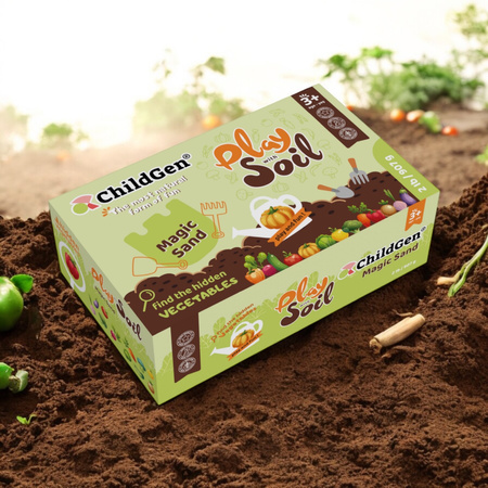 ChildGen, Piasek kinetyczny Mały ogrodnik, gleba z warzywami 100% naturalny, 907g w pojemniku