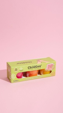 ChildGen, Naturalna ciastolina w słoiczkach - zestaw TRIO: Żółty, Różowy, Pomarańczowy