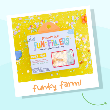 Glo Pals - CASE: FARMA Fun Fillers Wkład, figurki, brokaty do słoików, zabaw sensorycznych x5