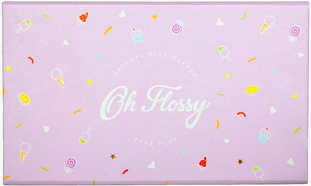 Oh Flossy, Naturalny zestaw do makijażu Sweet Treat, cienie do powiek, róż, pomadka i akcesoria