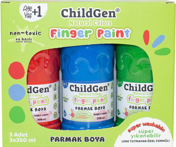ChildGen, Super smývatelné barvy na malování prsty (Modrá, Cervená, Zelená)