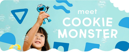 Glo Pals, Postać do kąpieli Ciasteczkowy Potwór- zestaw z dwiema kostkami sensorycznymi świecącymi w wodzie