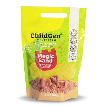 ChildGen, Kinetický písek, 100% PŘÍRODNÍ SLOŽENÍ, doplňkové balení re-fill 907 g, ŽLUTÝ barva
