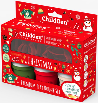 ChildGen Creative Set- Christmas, 100% Natural Playdough and 6 Shapes