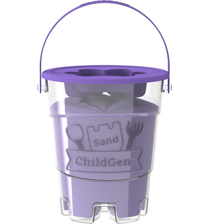 ChildGen, Piasek kinetyczny z foremką, 100% naturalny, 500g, kolor FIOLETOWY, pachnący