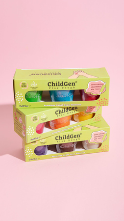 ChildGen, Přírodní modelína ve skleničkách - sada TRIO: Žlutá, Růžová, Oranžová