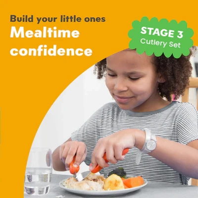 Nanas Manners ETAP 3 ORANGE Sztućce nóż widelec 3-9 lat