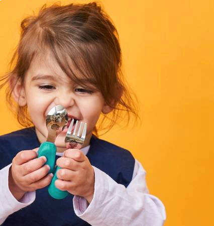 Nana's Manners ETAP 2 Widelec i łyżka TEAL BLUE MORSKI