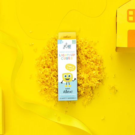 Glo Pals, CASE Kostki sensoryczne świecące w wodzie Alex - zabawka kąpielowa, kolor żółty
