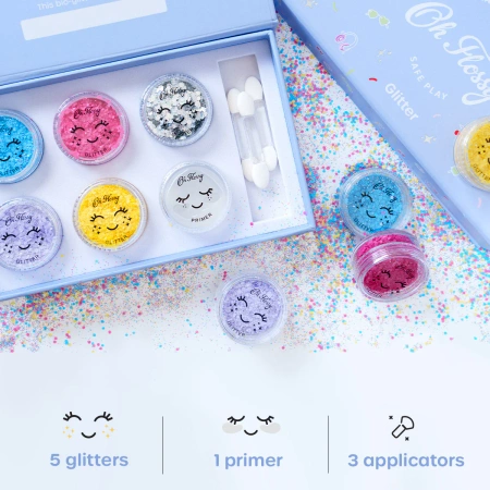 Oh Flossy, Třpytivá sada na malování obličeje UNDER THE SEA, bio třpytky, rostlinné složení