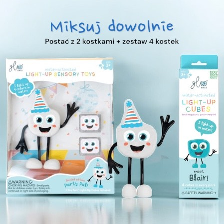 Zestaw kąpiel z kumplem i kostkami sensorycznymi, postać + 6 kostek