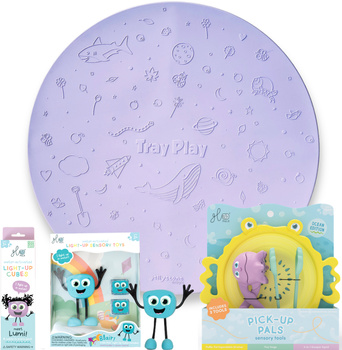 SET: Sensory Tray + Fine Motor Skill Tools + Figure with Water-Activated Light Cubes + Cubes (4 pcs)