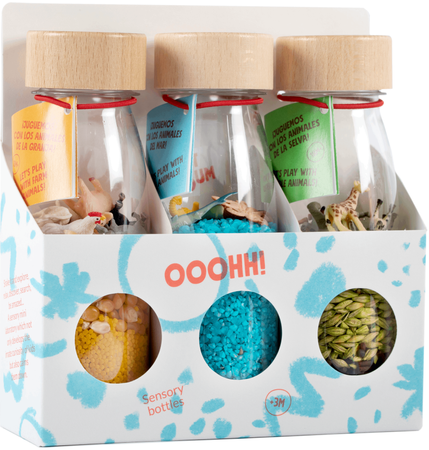 Petit Boum, Set of 3 Sensory Bottles - NATURE