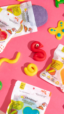 ChildGen, Naturalna ciastolina do zabawy, KOLORY PODSTAWOWE, eko-pack 6 szt. Re-Fill Play Dough