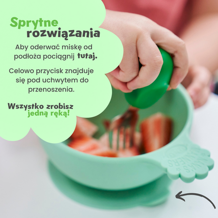 Nana's Manners GREEN Miska silikonowa z przyssawką i uchwytem