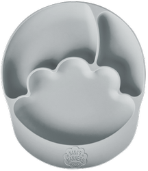 Nana's Manners GREY Suction Plate with Sections for Babies & Toddlers