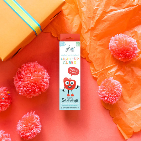 Glo Pals, CASE Kostki sensoryczne świecące w wodzie Sammy- zabawka kąpielowa, kolor czerwony