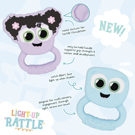 Glo Pals, rattle–teether glowing in the dark, motion-activated – Lumi purple