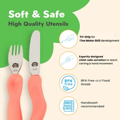 Nanas Manners ETAP 3 PINK Sztućce nóż widelec 3-9 lat