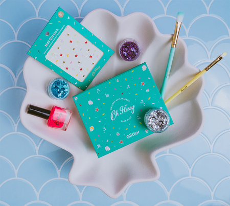 Oh Flossy, Brokatowy zestaw do malowania twarzy UNDER THE SEA, bio brokat, roślinna formuła