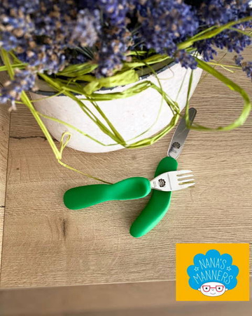 Nanas Manners ETAP 3 GREEN Sztućce nóż widelec 3-9 lat