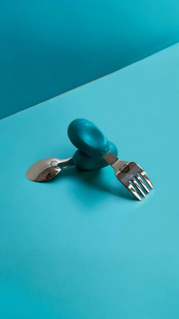 Nana's Manners ETAP 2 Widelec i łyżka TEAL BLUE MORSKI