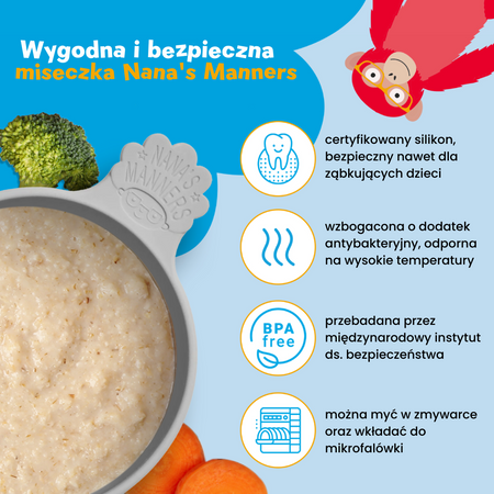 Nana's Manners BLUE Miska silikonowa z przyssawką i uchwytem