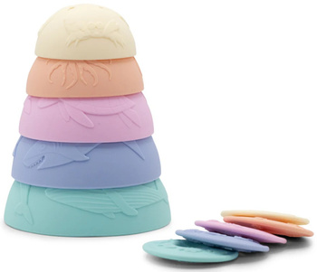 Jellystone, Silikonowe kubeczki, miseczki do układania i do wody z tonącymi dyskami Stacking Cups, kolor pastelowy