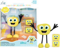 Glo Pals,  Postać do kąpieli Alex - zestaw z dwie kostkami sensorycznymi